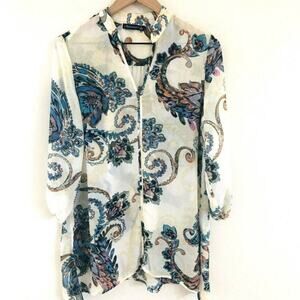 Miraclesuit Swimsuit Cover Up Paisley Sheer Pool Beach Travel Vacation top small